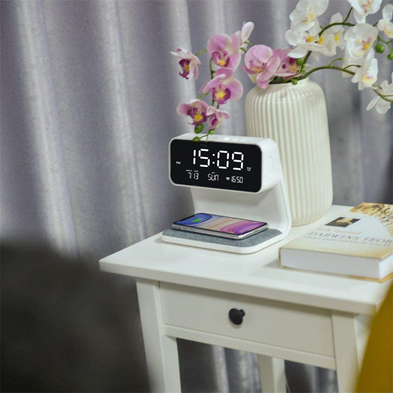 3-in-1 Bedlamp met Draadloze Oplader, LCD Wekker & Touch Dimbare LED Verlichting voor Ultiem Comfort-DeWoonVallei-DeWoonVallei