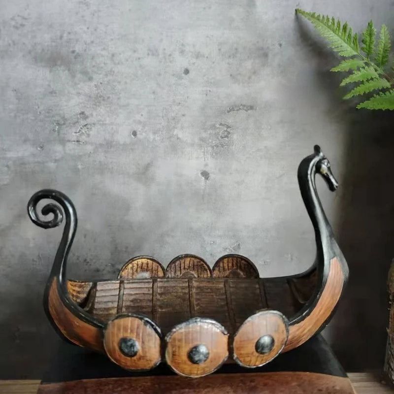 Antieke Viking Schip Organizer – Handgemaakt Design & Historische Woondecoratie-Home & Garden-DeWoonVallei-DeWoonVallei