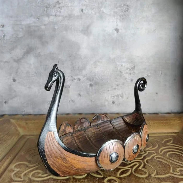 Antieke Viking Schip Organizer – Handgemaakt Design & Historische Woondecoratie-Home & Garden-DeWoonVallei-DeWoonVallei