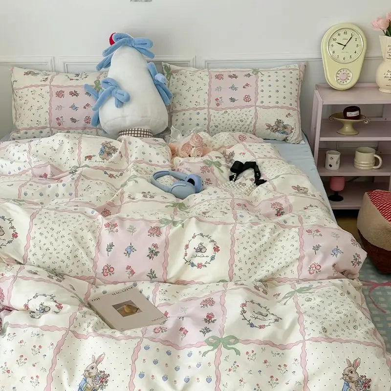 Bloemen Beddengoed Set – Romantisch Design & Dromerig Slaapcomfort-Home & Garden-DeWoonVallei-Stijl 02-Tweelinghoes 4Stuks 150cm x 200cm-DeWoonVallei