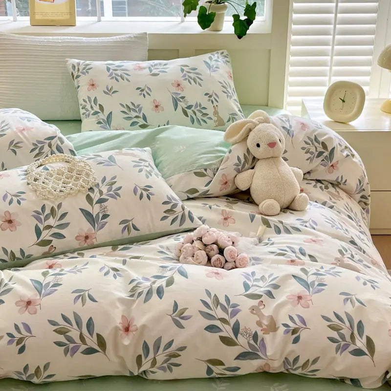 Bloemen Beddengoed Set – Romantisch Design & Dromerig Slaapcomfort-Home & Garden-DeWoonVallei-Stijl 04-Tweelinghoes 4Stuks 150cm x 200cm-DeWoonVallei
