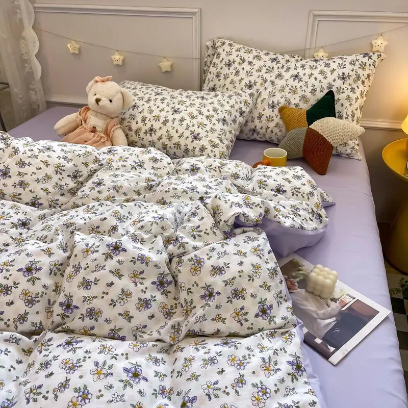Bloemen Beddengoed Set – Romantisch Design & Dromerig Slaapcomfort-Home & Garden-DeWoonVallei-Stijl 07-Tweelinghoes 4Stuks 150cm x 200cm-DeWoonVallei