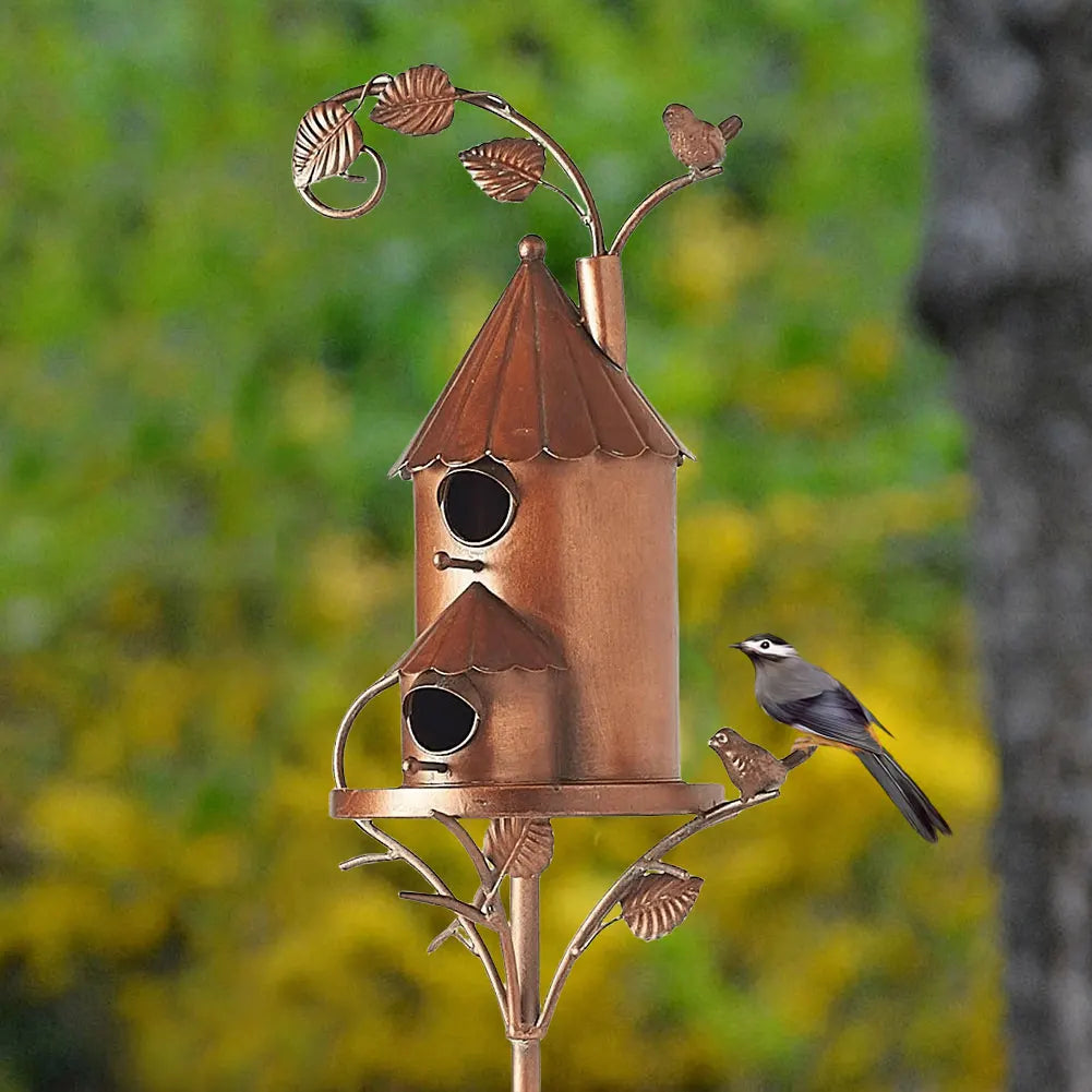 Decoratief Vogelhuis op Paal – Handgemaakt Design & Weerbestendige Tuinversiering-Home & Garden-DeWoonVallei-DeWoonVallei