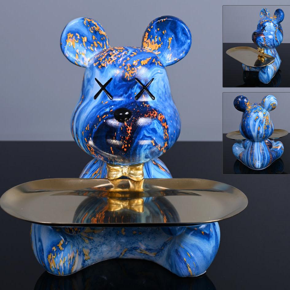 Decoratieve Beer met Dienblad – Kleurrijk Design & Functionele Woondecoratie-Home & Garden-DeWoonVallei-DeWoonVallei