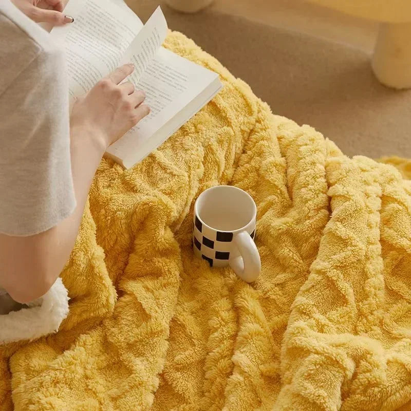 Dikke Microvezel Fleece Deken – Dubbelzijdig Warm & Superzacht Comfort-Home Decor-DeWoonVallei-Geel-70x100cm-DeWoonVallei