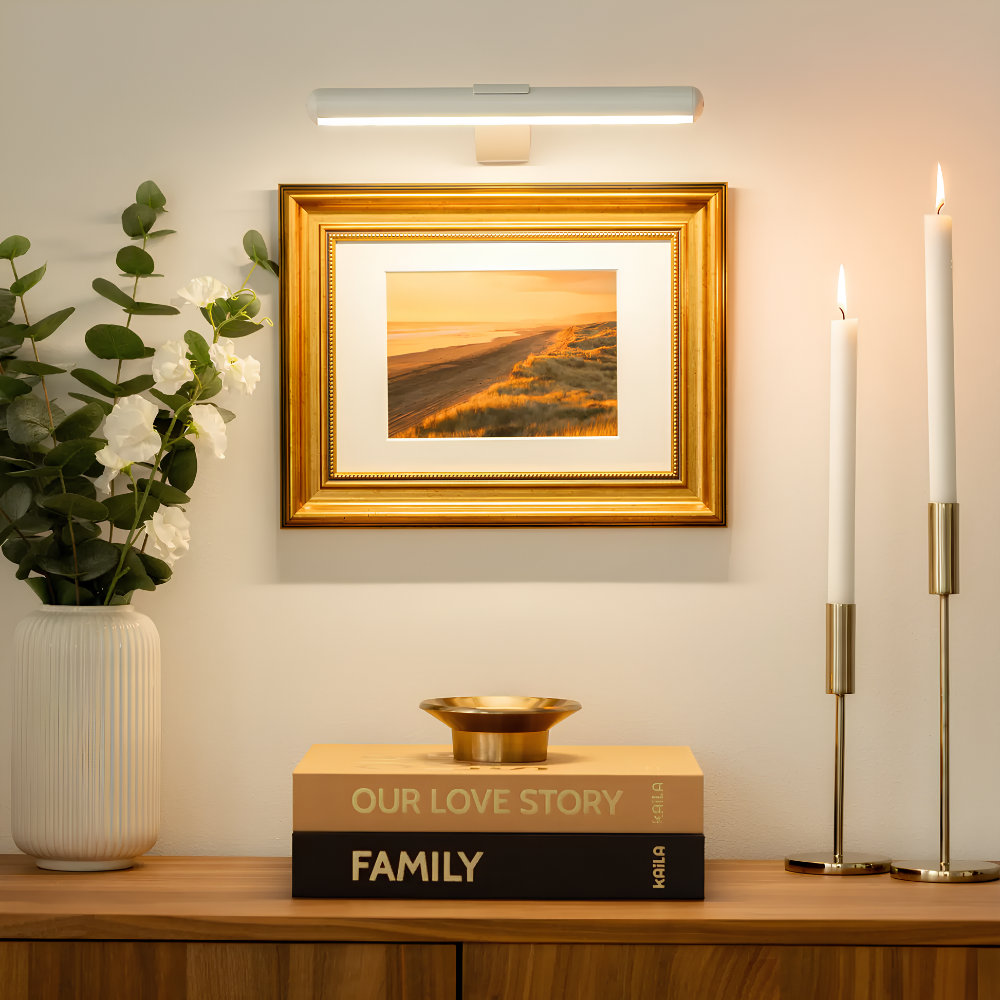 Draadloze Oplaadbare LED Schilderijverlichting met Afstandsbediening – Verstelbare, Dimbare Verlichting voor Kunst en Decoratie-DeWoonVallei-Wit-DeWoonVallei