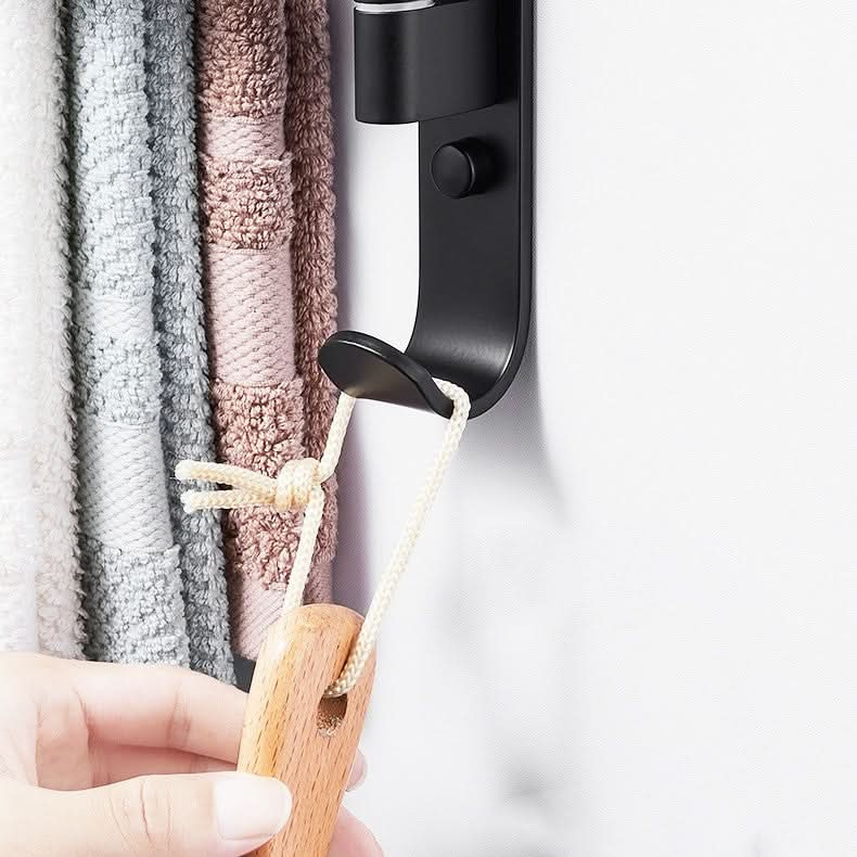 Draaibare Metalen Handdoekhouder met 2 Armen – Elegant Zwart Design & Ruimtebesparend Comfort-Bathroom-DeWoonVallei-DeWoonVallei