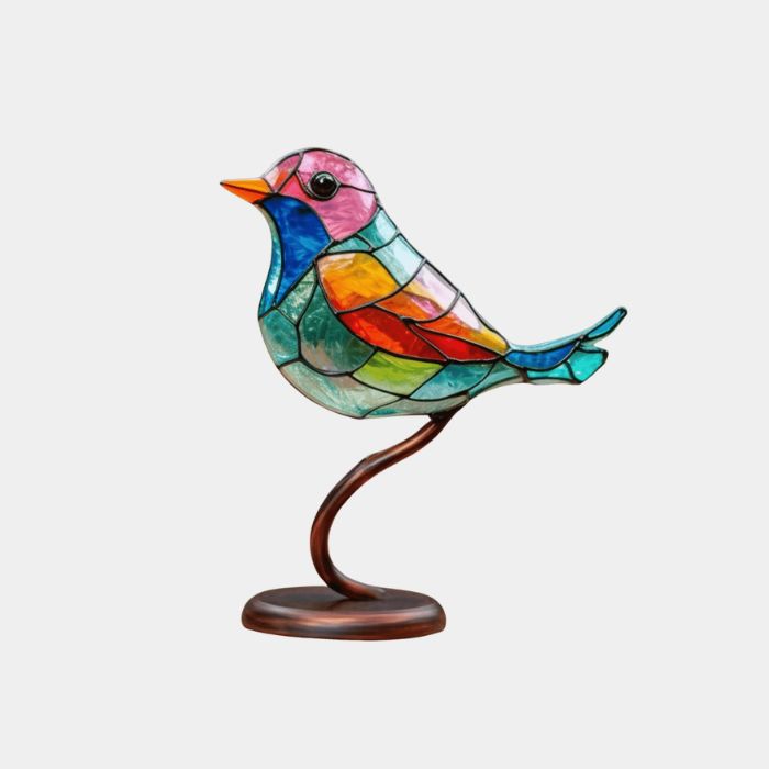 Gebrandschilderd Vogel Ornament – Handgemaakt Design & Kleurrijke Woondecoratie-Home & Garden-DeWoonVallei-DeWoonVallei