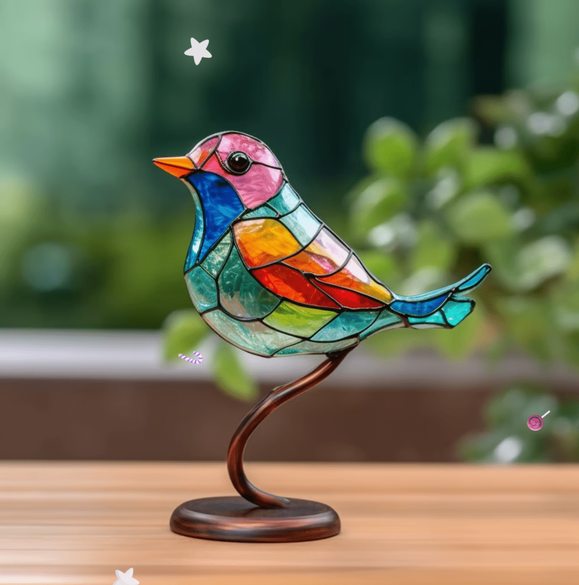 Gebrandschilderd Vogel Ornament – Handgemaakt Design & Kleurrijke Woondecoratie-Home & Garden-DeWoonVallei-zelfvertrouwen (1 vogel)-DeWoonVallei