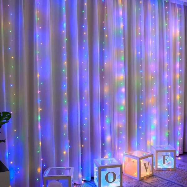 LED Lichtgordijn 3x3m – Warm Witte Verlichting met 8 Lichtstanden voor Feestelijke Sfeer Binnen & Buiten-DeWoonVallei-DeWoonVallei