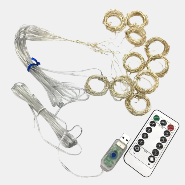 LED Lichtgordijn 3x3m – Warm Witte Verlichting met 8 Lichtstanden voor Feestelijke Sfeer Binnen & Buiten-DeWoonVallei-Warm Wit-200LED(3M x 1M)-DeWoonVallei