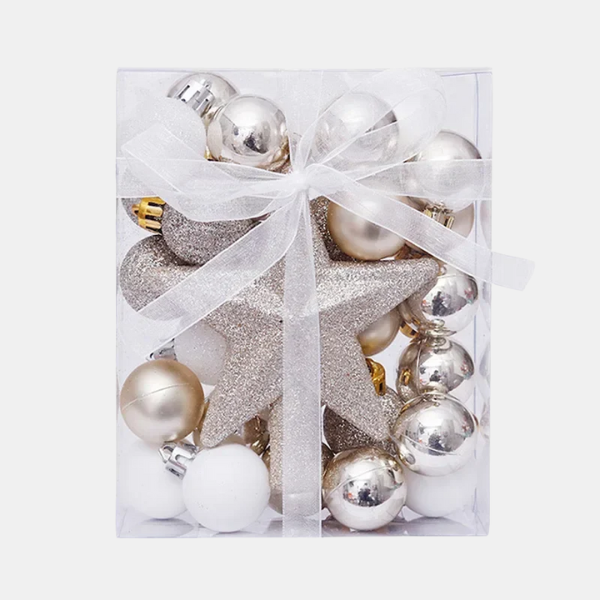 Luxe Set van 30 Kerstballen – Duurzame Onbreekbare Ornamenten met Glanzende, Matte en Glitterafwerking voor een Stralende Kerstboom-DeWoonVallei-Champagne-DeWoonVallei