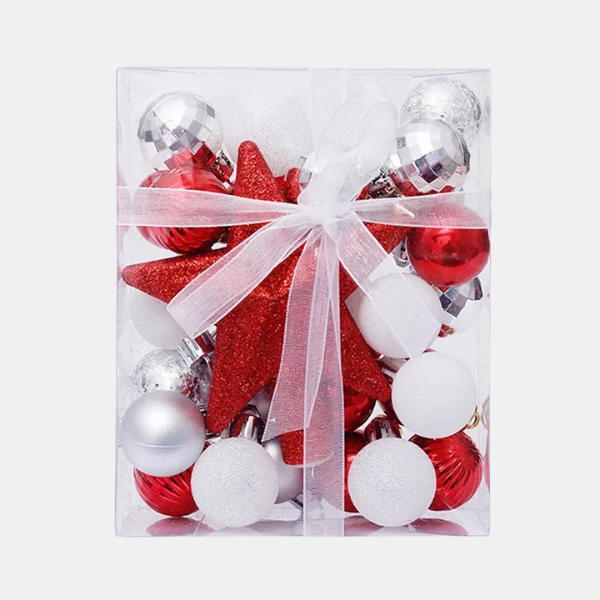 Luxe Set van 30 Kerstballen – Duurzame Onbreekbare Ornamenten met Glanzende, Matte en Glitterafwerking voor een Stralende Kerstboom-DeWoonVallei-rood wit-DeWoonVallei