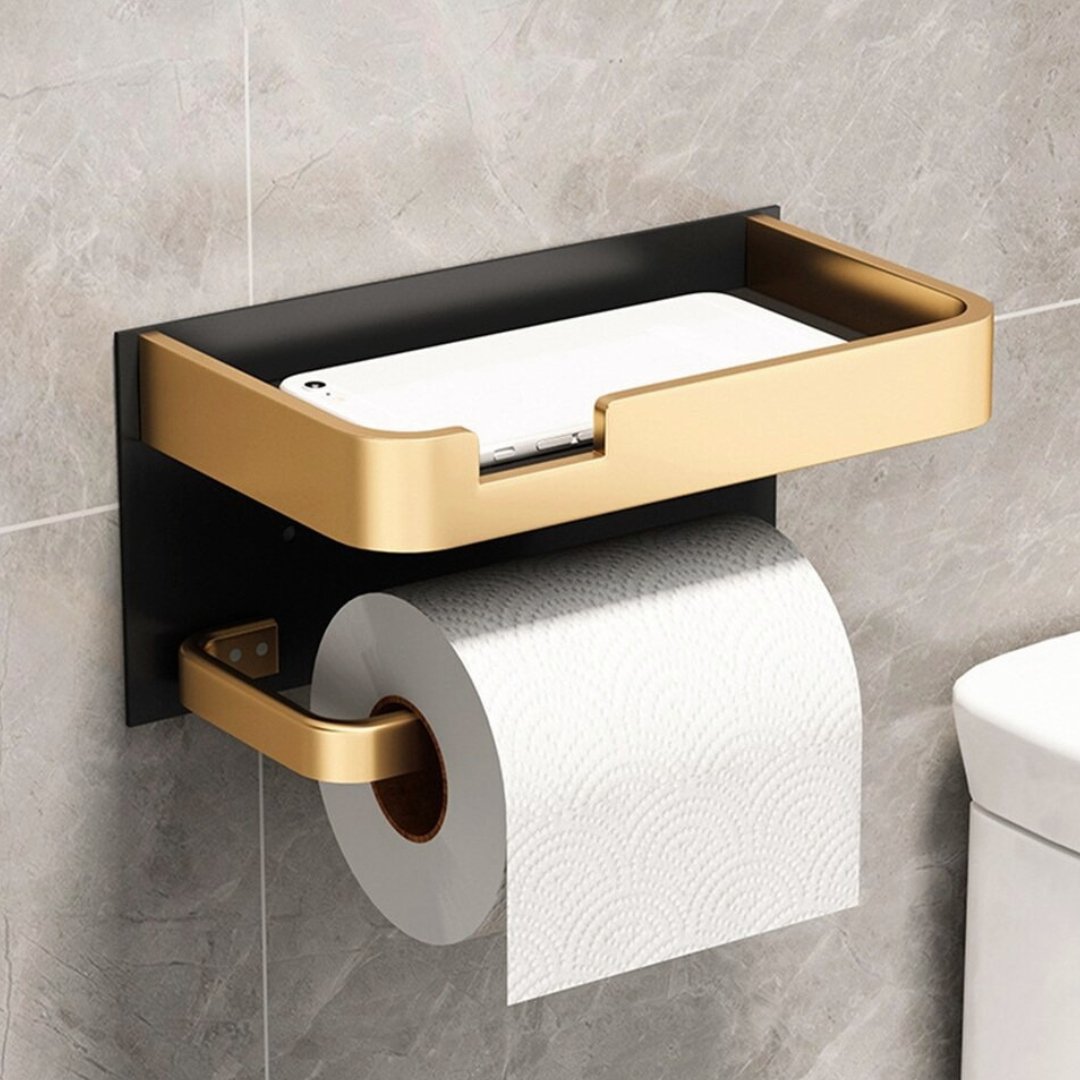 Luxe Wandtoiletrolhouder met Plank – Modern Design & Boorvrije Montage-Bathroom-DeWoonVallei-DeWoonVallei