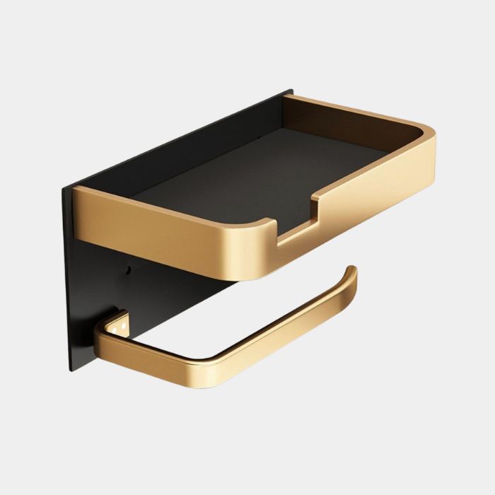 Luxe Wandtoiletrolhouder met Plank – Modern Design & Boorvrije Montage-Bathroom-DeWoonVallei-Goud-DeWoonVallei