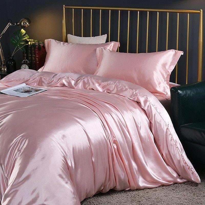 Luxe Zijde Dekbedovertrekset – Natuurlijke Zijde voor Zijdezacht Comfort en Tijdloze Slaapervaring-Duvet Cover-DeWoonVallei-Roze-150cm hoeslaken + Dekbed 200x 230cm + 2x kussensloop-DeWoonVallei
