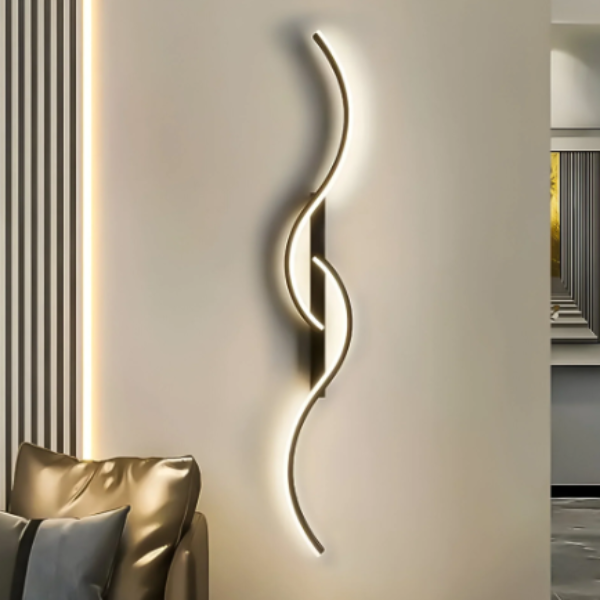 Moderne Golf LED Wandlamp voor Stijlvolle Interieur Sfeer-Wall Light-DeWoonVallei-zwart-60 cm / 23.6 inches-warm licht (2700K-3500K)-DeWoonVallei
