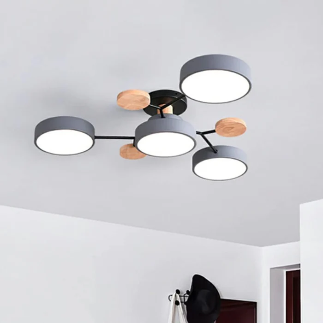 Moderne Ronde LED Plafondlamp met Meerkleurige Verlichting en Stijlvol Design-DeWoonVallei-Grijs-4 Koppen (66 x 17cm)-DeWoonVallei