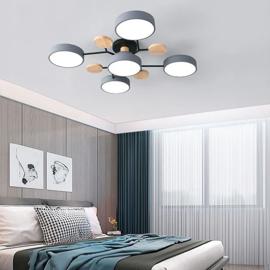 Moderne Ronde LED Plafondlamp met Meerkleurige Verlichting en Stijlvol Design-DeWoonVallei-Grijs-5 Koppen (79 x 14cm)-DeWoonVallei
