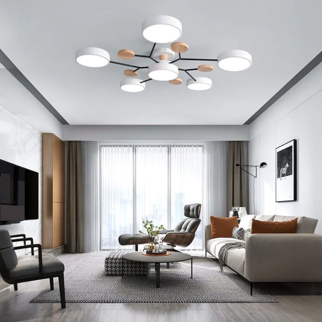 Moderne Ronde LED Plafondlamp met Meerkleurige Verlichting en Stijlvol Design-DeWoonVallei-Wit-6 Koppen (80 x 17cm)-DeWoonVallei