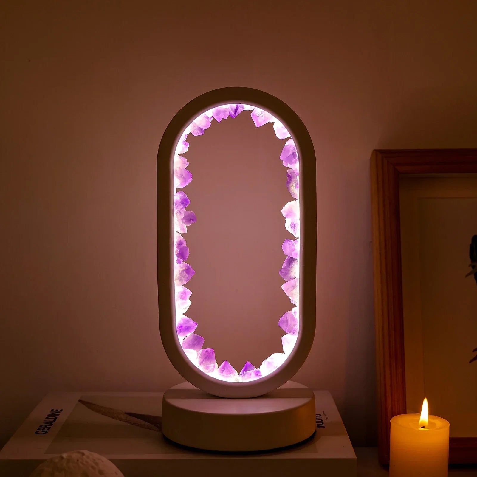 Natuurlijke Amethist Kalmerende Lamp met Zachte Gloed – Handgemaakte Kristallen Lamp voor Ontspanning en Balans-DeWoonVallei-DeWoonVallei