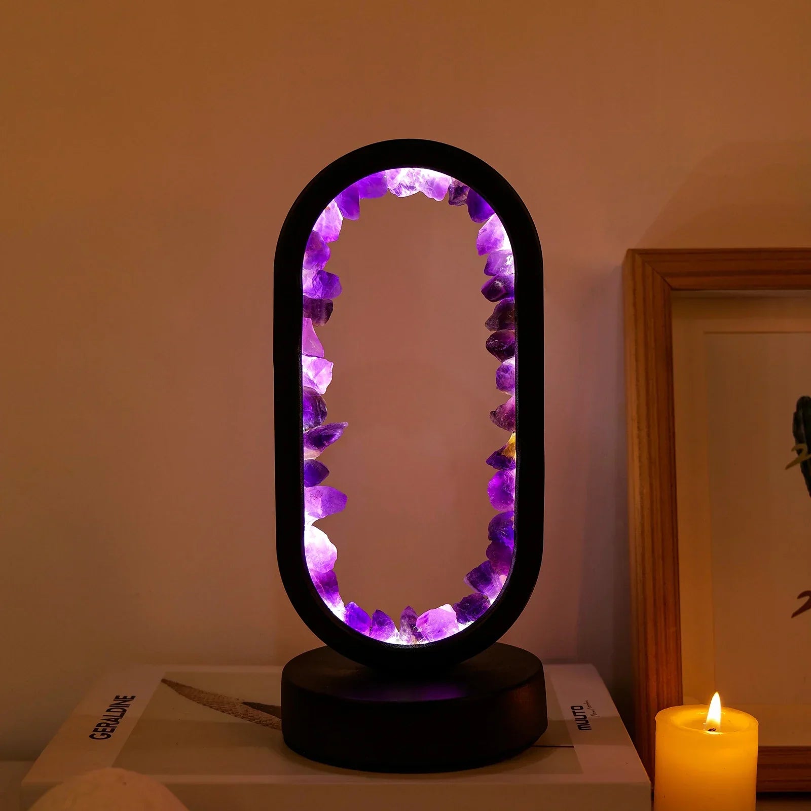 Natuurlijke Amethist Kalmerende Lamp met Zachte Gloed – Handgemaakte Kristallen Lamp voor Ontspanning en Balans-DeWoonVallei-DeWoonVallei