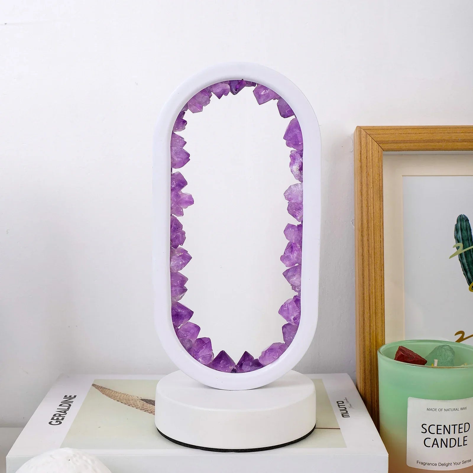 Natuurlijke Amethist Kalmerende Lamp met Zachte Gloed – Handgemaakte Kristallen Lamp voor Ontspanning en Balans-DeWoonVallei-Amethist wit-DeWoonVallei
