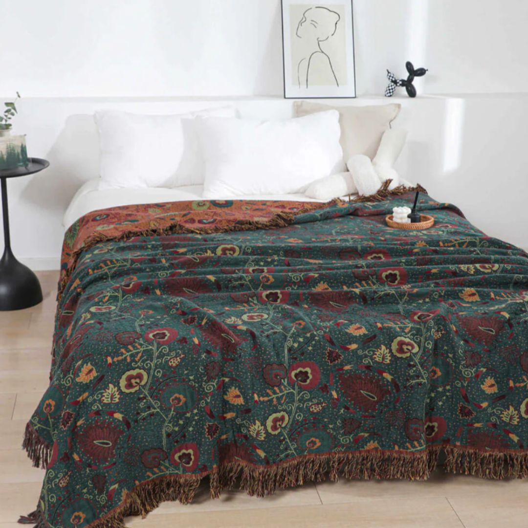 Night Flower Omkeerbare Deken - Dubbelzijdig Design & Elegante Bloemenstijl-Home & Garden-DeWoonVallei-DeWoonVallei