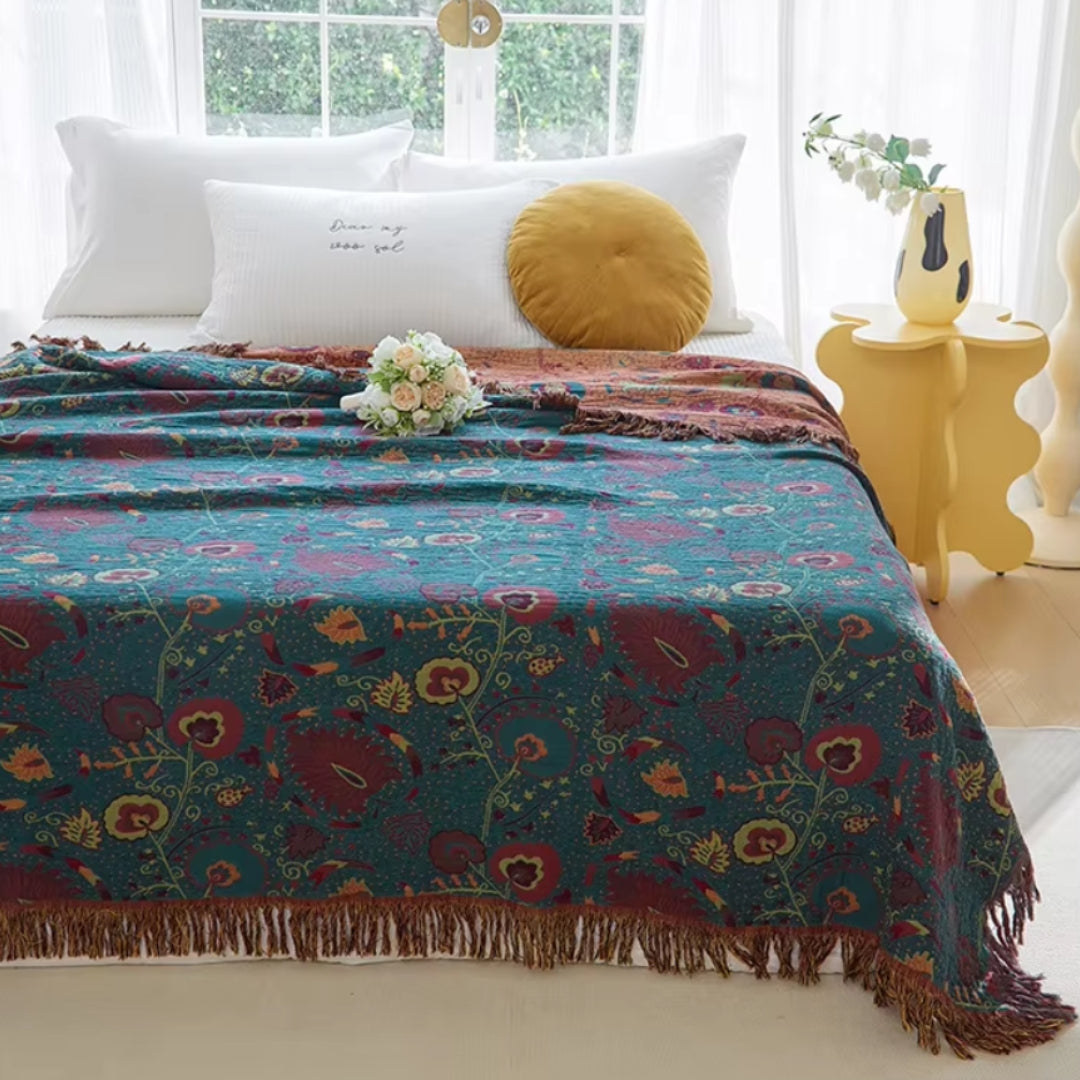 Night Flower Omkeerbare Deken - Dubbelzijdig Design & Elegante Bloemenstijl-Home & Garden-DeWoonVallei-DeWoonVallei