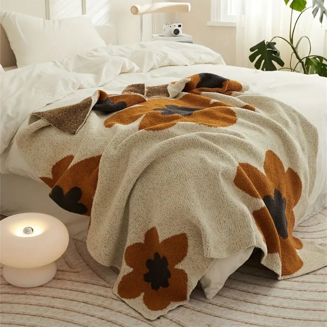 Noordic Bloemen Deken - Scandinavische Elegantie & Gezellig Warm Comfort-Home & Garden-DeWoonVallei-DeWoonVallei