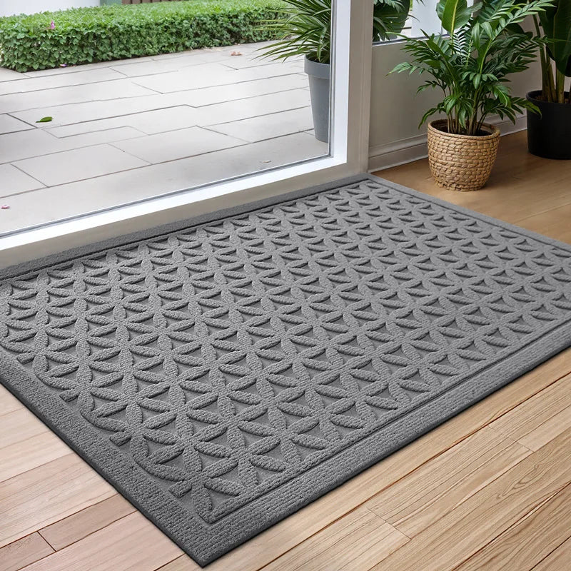 Polyester Rubber Deurmat met Antislip en Waterabsorberende Eigenschappen voor Binnen en Buiten-DeWoonVallei-Grijs-45cm x 75cm-B-DeWoonVallei