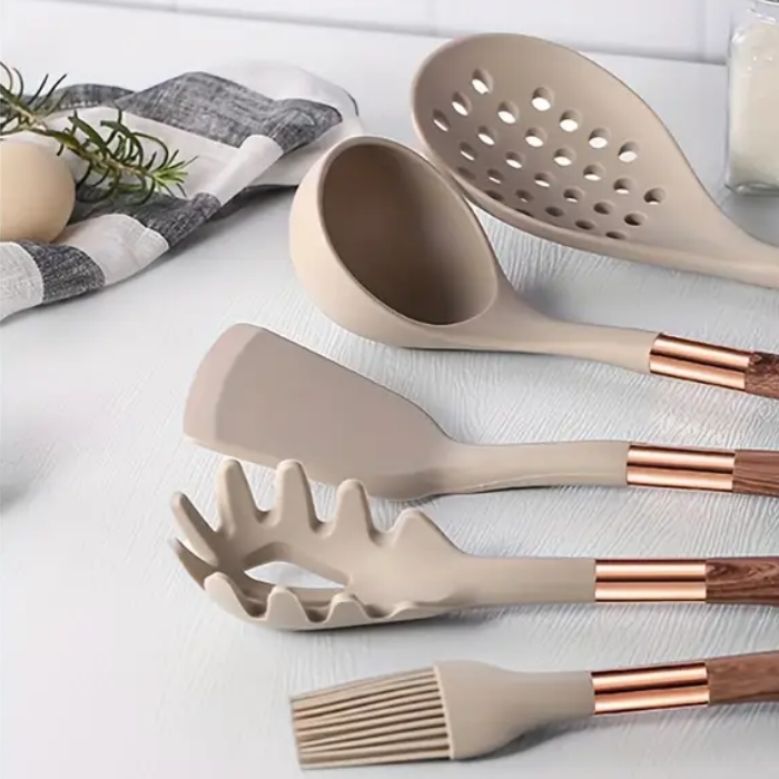 Premium Siliconen Keukenset – Elegant, Hittebestendig & Krasvrij Gereedschap voor Moeiteloos Koken-DeWoonVallei-DeWoonVallei