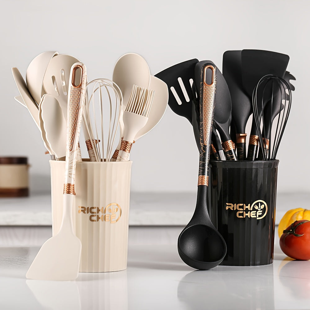 Premium Siliconen Keukenset – Elegant, Hittebestendig & Krasvrij Gereedschap voor Moeiteloos Koken-DeWoonVallei-DeWoonVallei