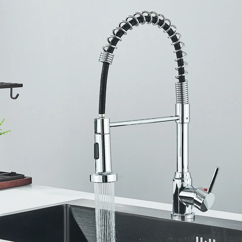 Professionele Keukenkraan met Uittrekbare Sproeikop – RVS Design voor Flexibiliteit & Stijl-DeWoonVallei-Zilver-DeWoonVallei