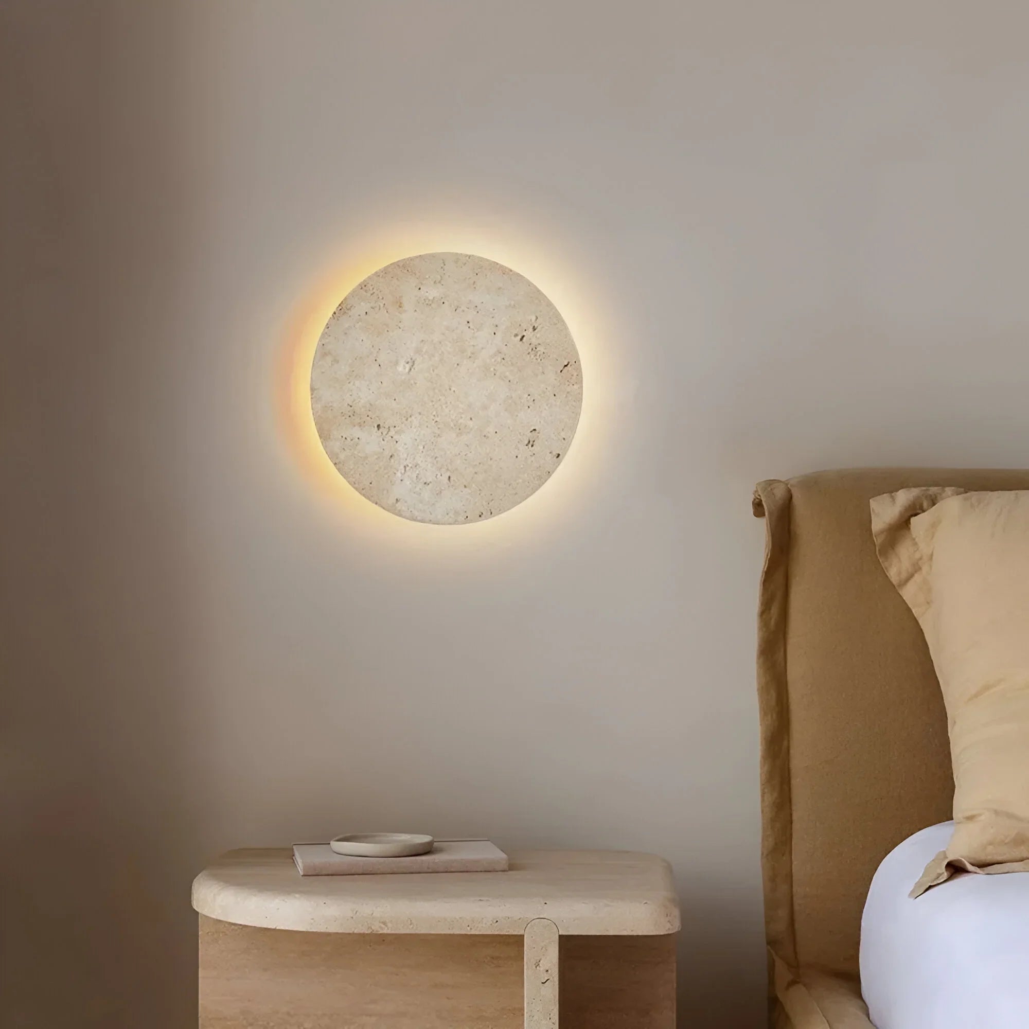 Ronde Stenen Wandlamp Natuurlijke Elegantie en Moderne Warmte-Wall Light-DeWoonVallei-DeWoonVallei