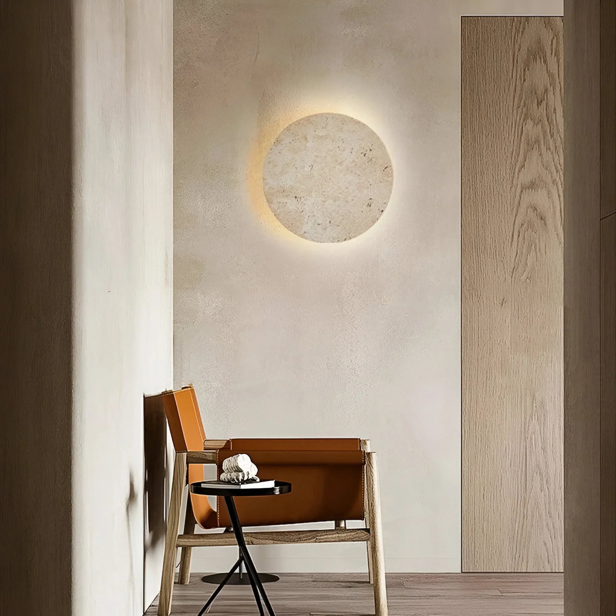 Ronde Stenen Wandlamp Natuurlijke Elegantie en Moderne Warmte-Wall Light-DeWoonVallei-DeWoonVallei