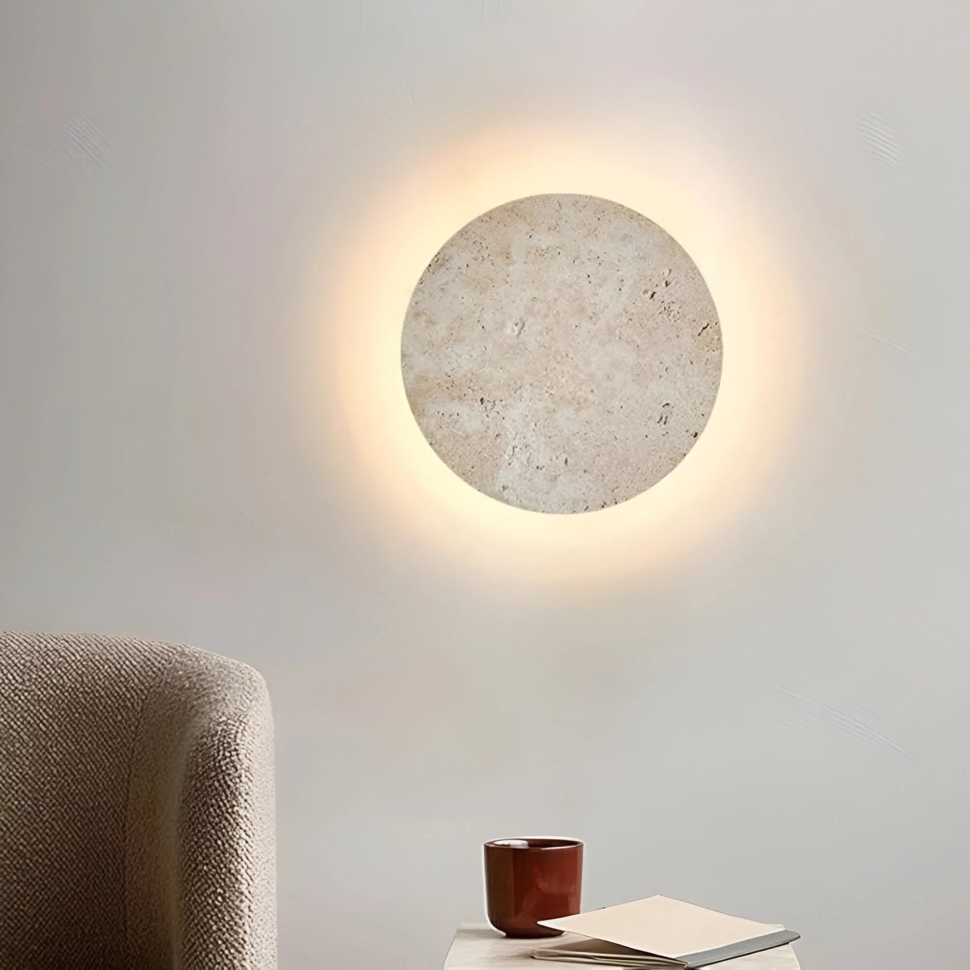 Ronde Stenen Wandlamp Natuurlijke Elegantie en Moderne Warmte-Wall Light-DeWoonVallei-DeWoonVallei