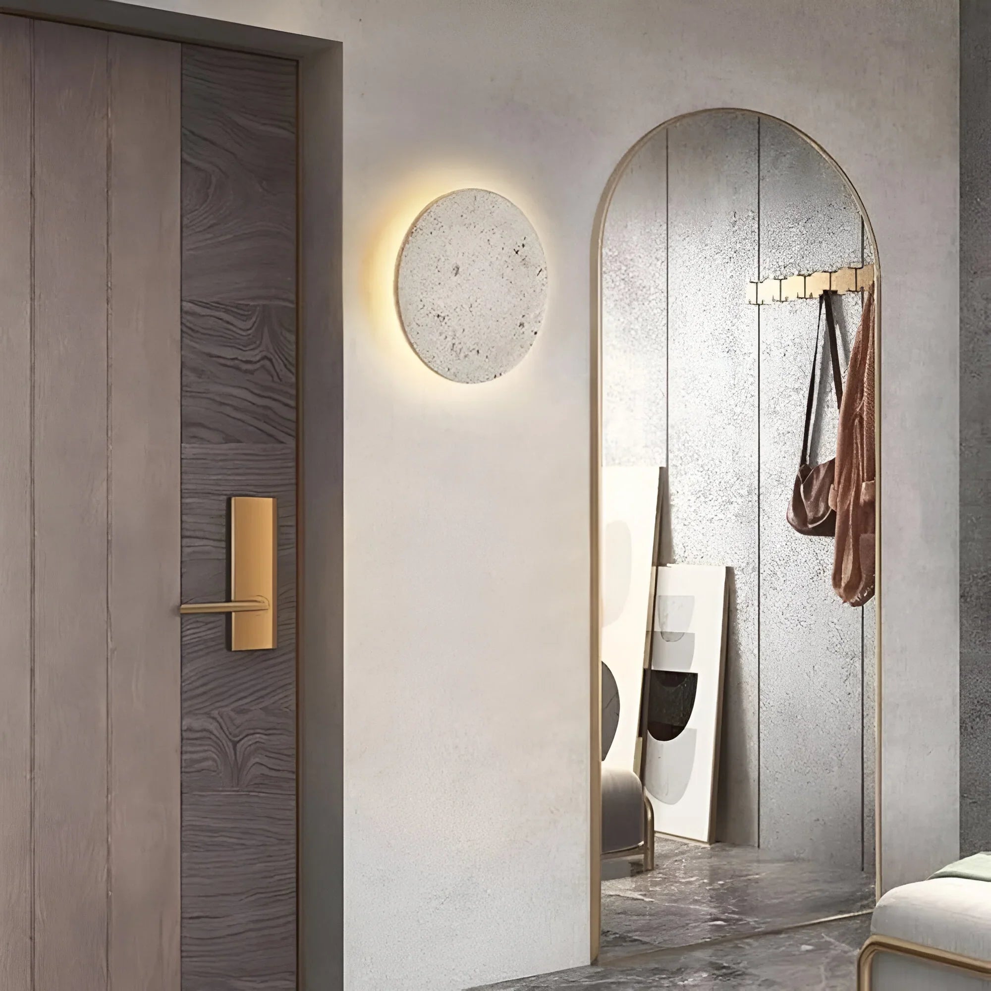 Ronde Stenen Wandlamp Natuurlijke Elegantie en Moderne Warmte-Wall Light-DeWoonVallei-DeWoonVallei