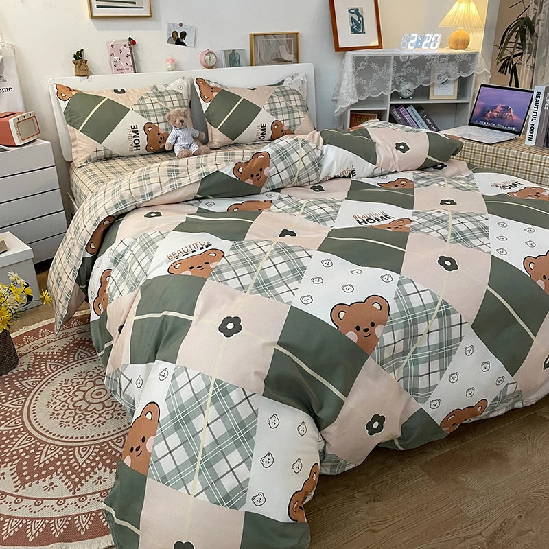 Schattig Dierenprint Beddengoed – Speels Ontwerp & Gezellig Slaapcomfort-Home & Garden-DeWoonVallei-Beer C-150cm x 200cm 3 Stuks-DeWoonVallei