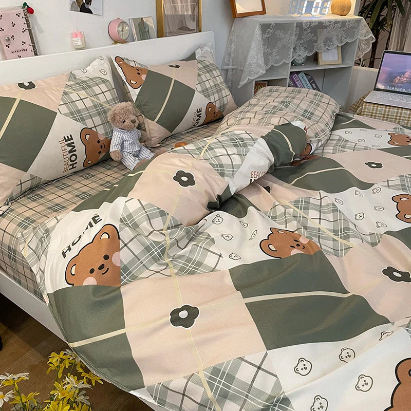 Schattig Dierenprint Beddengoed – Speels Ontwerp & Gezellig Slaapcomfort-Home & Garden-DeWoonVallei-Beer D-150cm x 200cm 3 Stuks-DeWoonVallei
