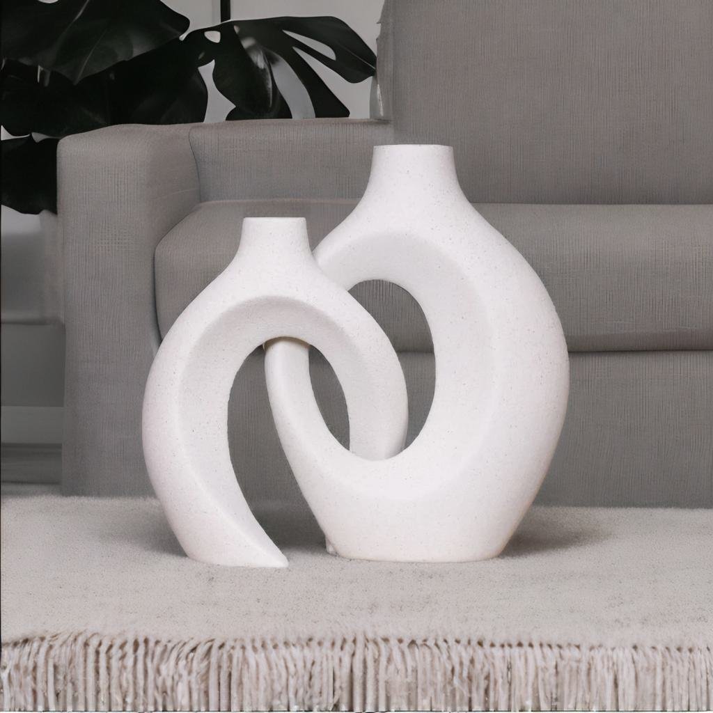 Verweven Keramische Bloemenvaas met Sculpturaal Ontwerp voor Artistiek en Elegant Woondecor-DeWoonVallei-DeWoonVallei