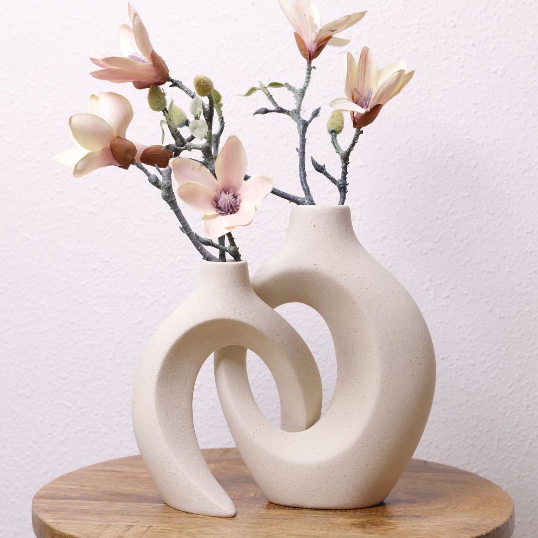Verweven Keramische Bloemenvaas met Sculpturaal Ontwerp voor Artistiek en Elegant Woondecor-DeWoonVallei-Wit-DeWoonVallei