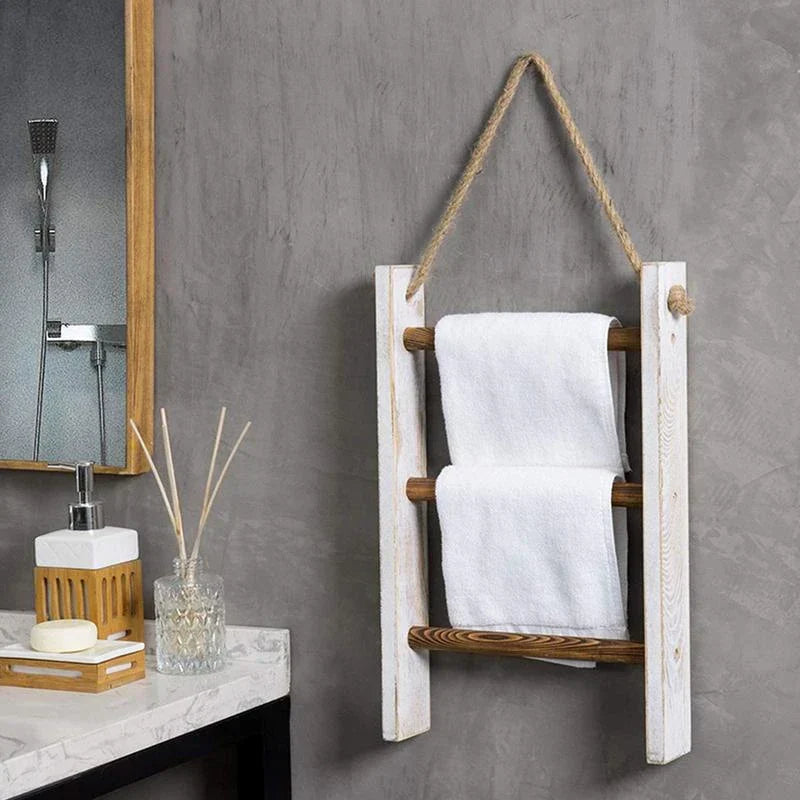 Vintage Houten Handdoekhouder – Rustiek Wanddesign & Ruimtebesparende Organisatie-Bathroom-DeWoonVallei-DeWoonVallei