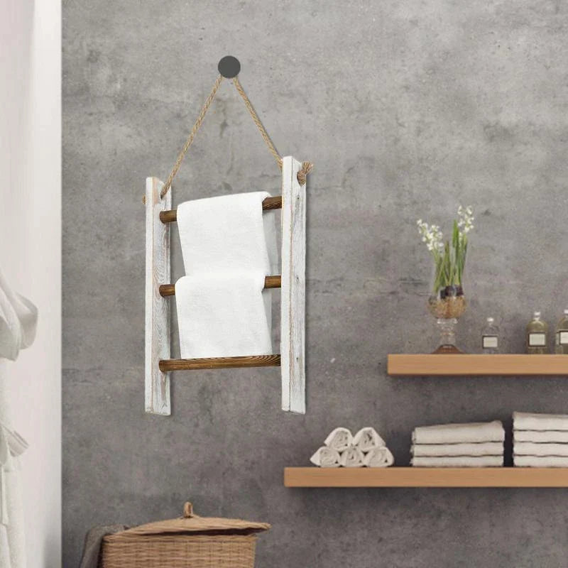 Vintage Houten Handdoekhouder – Rustiek Wanddesign & Ruimtebesparende Organisatie-Bathroom-DeWoonVallei-DeWoonVallei