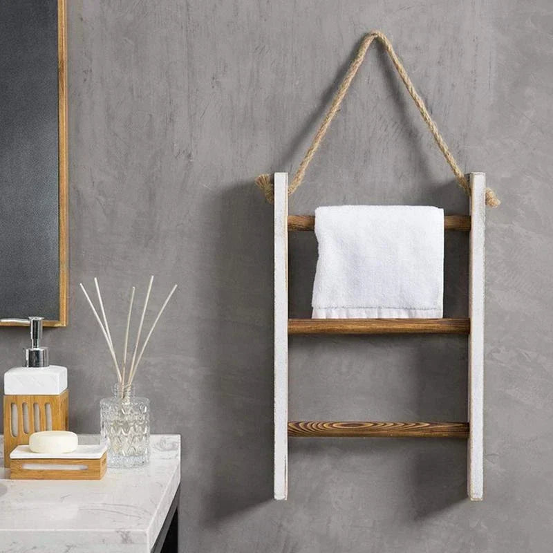 Vintage Houten Handdoekhouder – Rustiek Wanddesign & Ruimtebesparende Organisatie-Bathroom-DeWoonVallei-DeWoonVallei