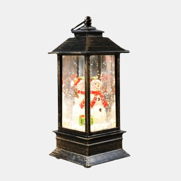 Vintage Kerstlantaarn met Warm LED-licht – Sfeervolle Feestdecoratie met Timerfunctie en Dubbele Voeding voor een Gezellige Kerstsfeer-DeWoonVallei-Sneeuwman-DeWoonVallei