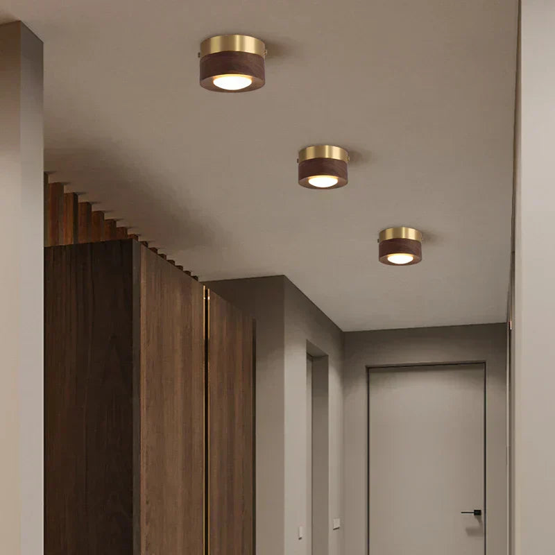 Walnoothouten Plafondlamp met LED Schijnwerper – Elegant Natuurlijk Ontwerp voor Warme en Sfeervolle Interieurs-DeWoonVallei-DeWoonVallei