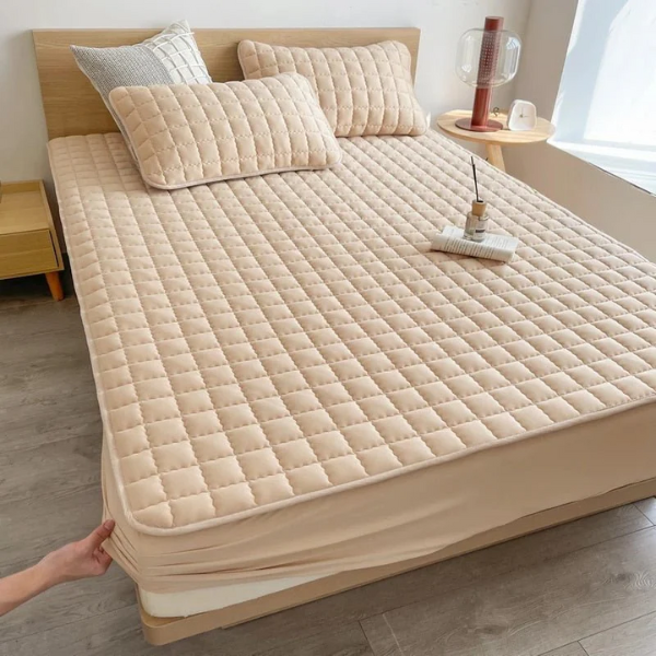 Waterdichte Matrasbeschermer King Size, Koel, Ademend, Hypoallergeen en Geluidloos Matrasovertrek voor Diepe Slaapcomfort-Bedding-DeWoonVallei-Beige-90x200x30cm (Single bed)-DeWoonVallei
