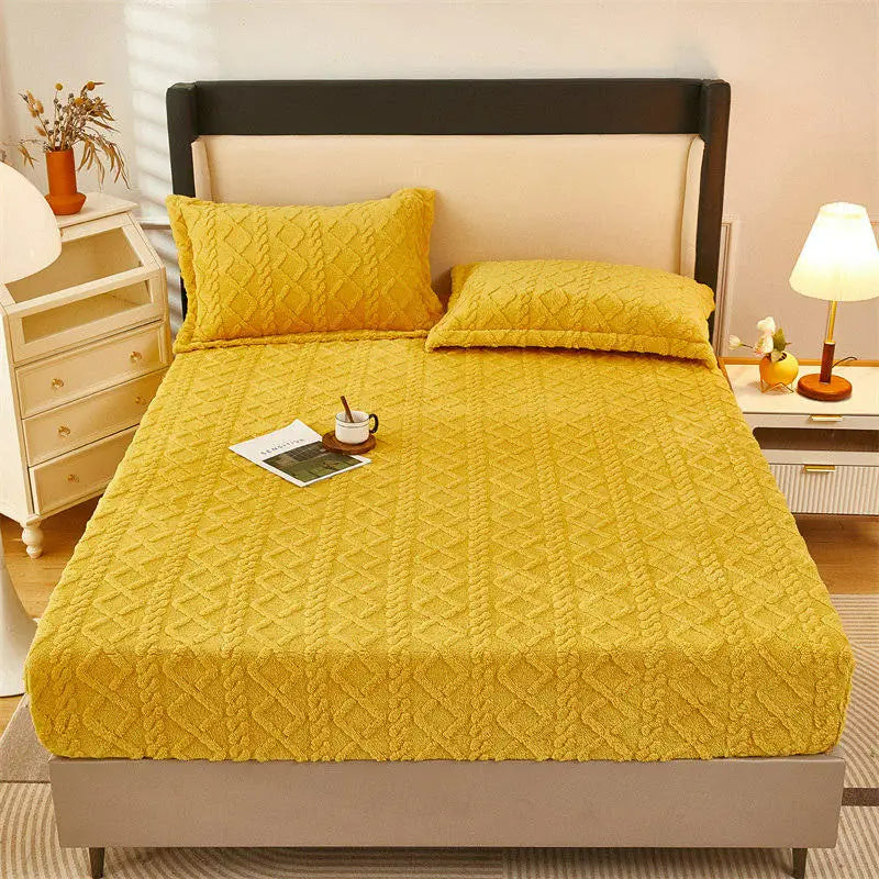 Zacht Fluwelen Dekbedovertrek Luxe Beddengoed voor Gezellige, Ademende en Stijlvolle Slaapkamercomfort-Bedding-DeWoonVallei-Geel-Bedlaken 90 x 200cm-DeWoonVallei
