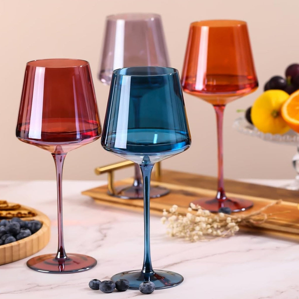 Handmade Rainbow Wine Glass Set of 6 – Luxury & Colorful Design